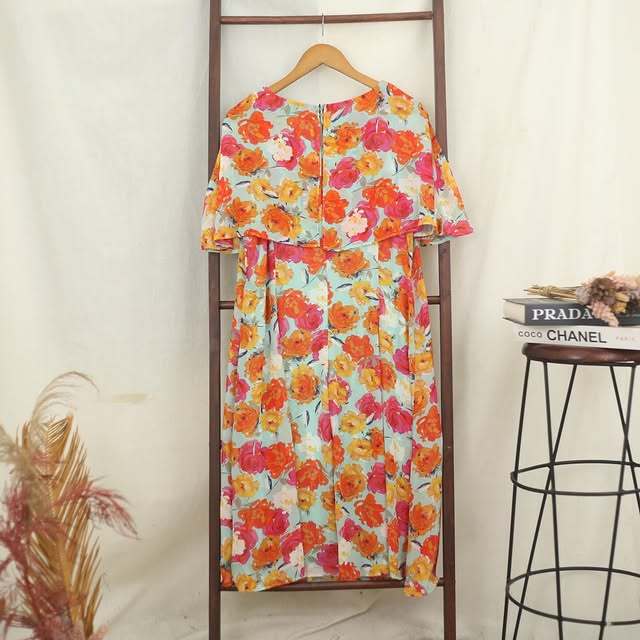 Dress Maxi Wanita Round Neck Full Pattern Maxi Dress RF106 W119 - foto 3