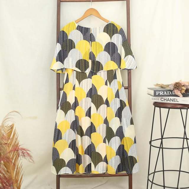 Dress Maxi Wanita Round Neck Full Pattern Maxi Dress RF106 W119 - foto 8